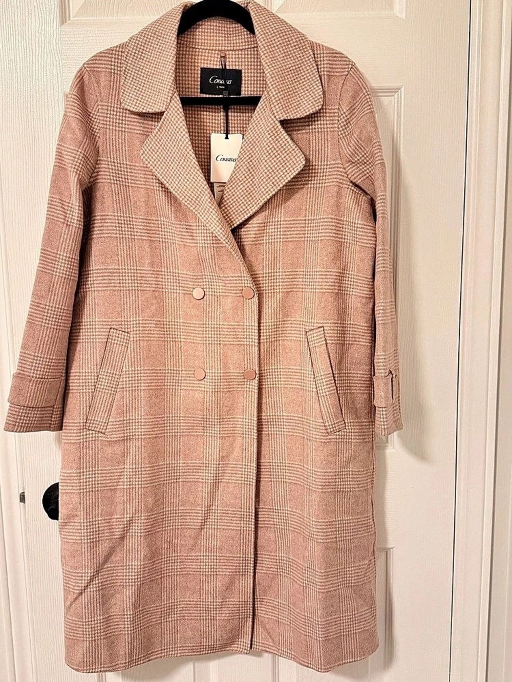 Conatus Plaid Wool Coat in Pink NWT